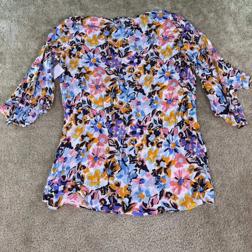 Anne Cole NWT Floral Semi Sheer Plunge Neck Tunic Top Cover Up Medium E936 - Picture 6 of 9